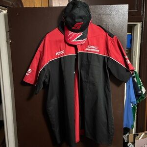 Red and Black Racing Shirt with Cap